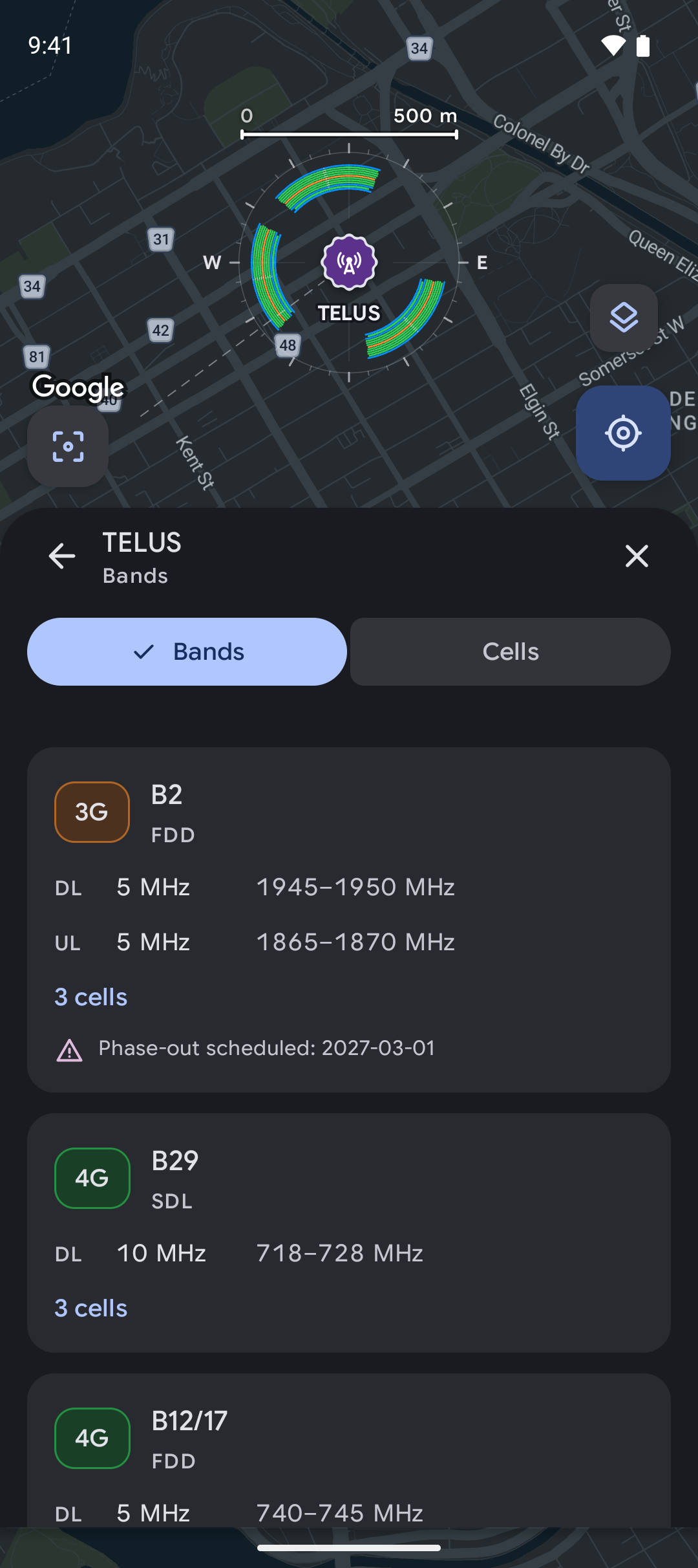North Towers — Site → band → cell