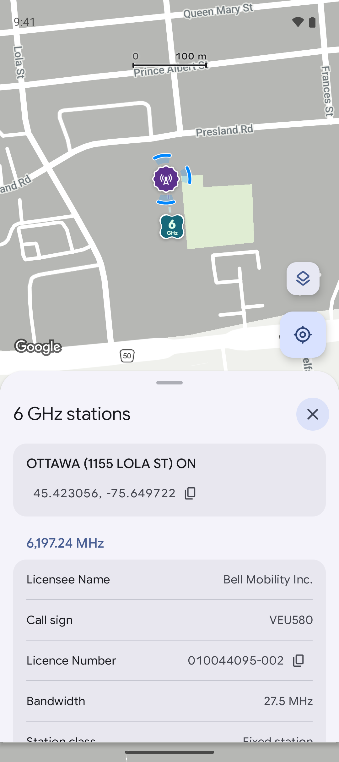 North Towers — Registered 6 GHz stations